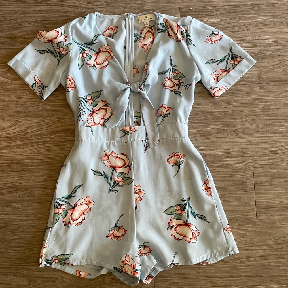 Floral Blue Romper Socialite Size XS